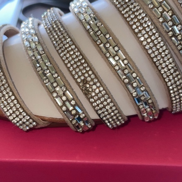 NATURE BREEZE Adrian Crystal Strappy Flat Slide Sandals Crystal Silver Size 9 - Picture 4 of 12